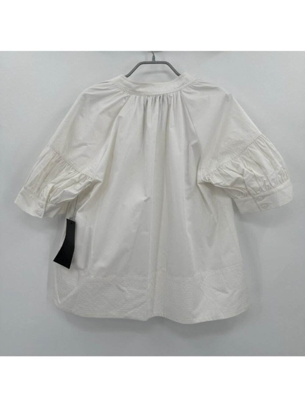 Tuckernuck White Ruthie Blouse M Medium V-Neck Ruched Sleeves Cotton Boxy Top - Picture 5 of 5